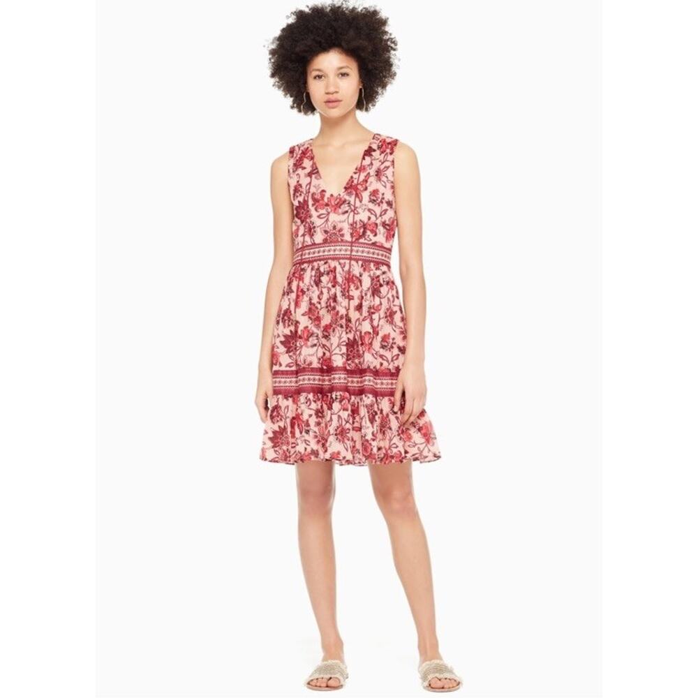 KATE SPADE New York Sleveless Pink Paisley Blossom Dress Classy Feminine Size 00